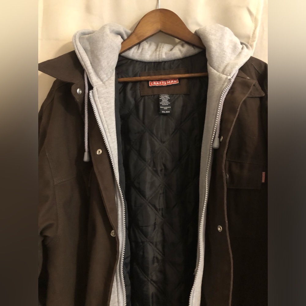 Craftsman Work Dark Brown Canvas Jacket with Hoodie - Picture 15 of 16